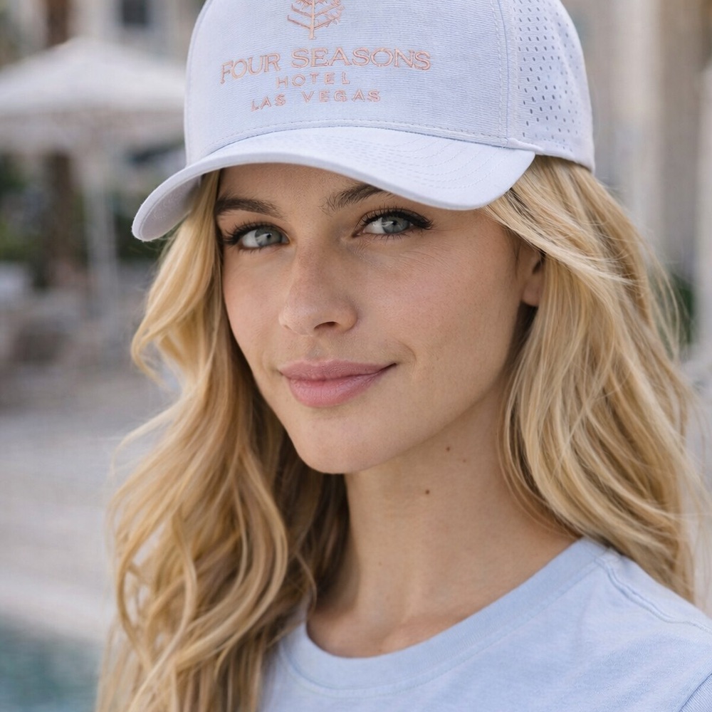 Four Seasons Hotel Las Vegas White Performance Hat | Luxe Resort Snapback Cap